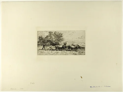 Team of Oxen by Charles-Émile Jacque, print, 1868