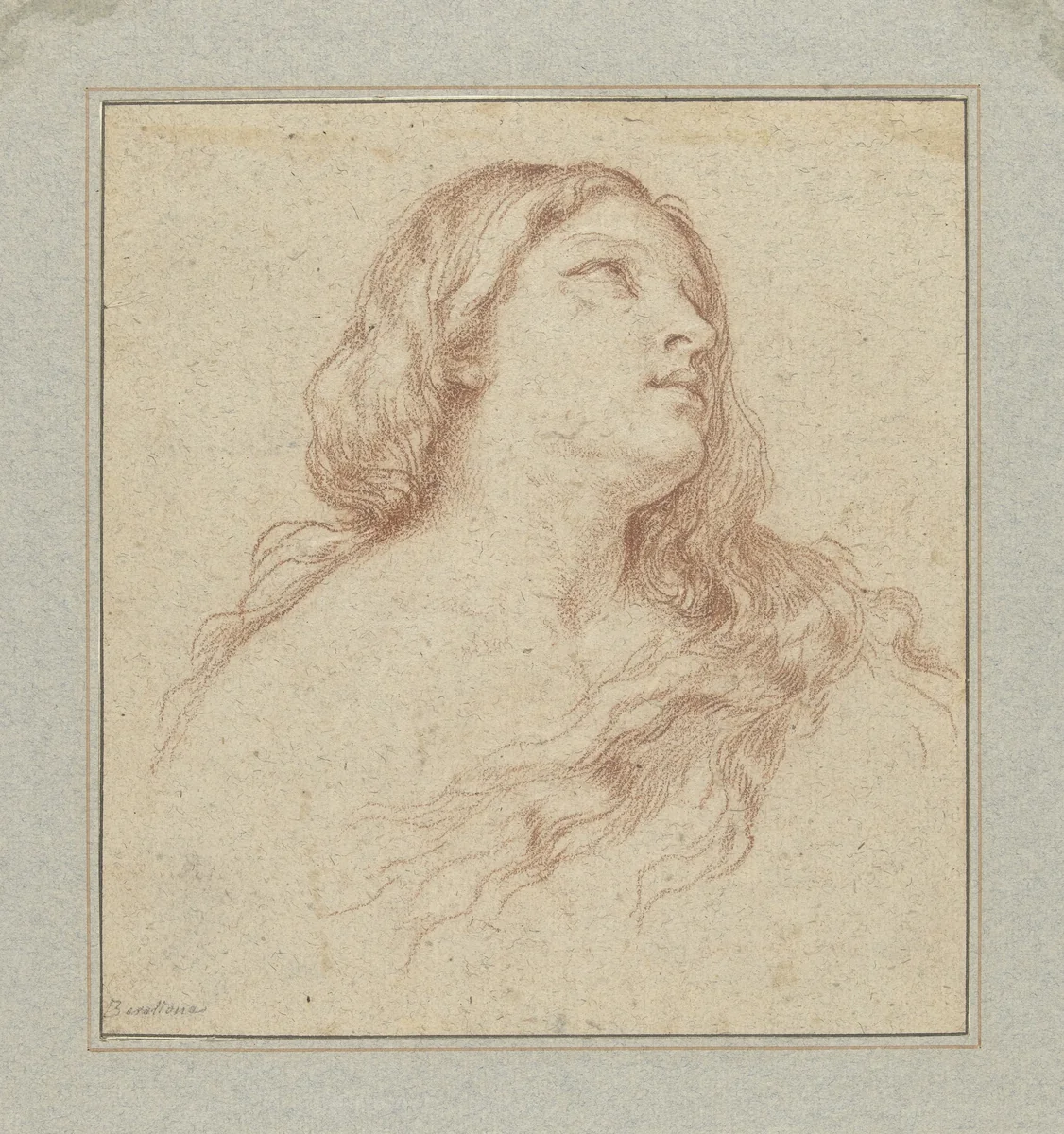 Studie voor het hoofd van een Maria Magdalena by Niccolò Berrettoni, drawing, 1647-1682