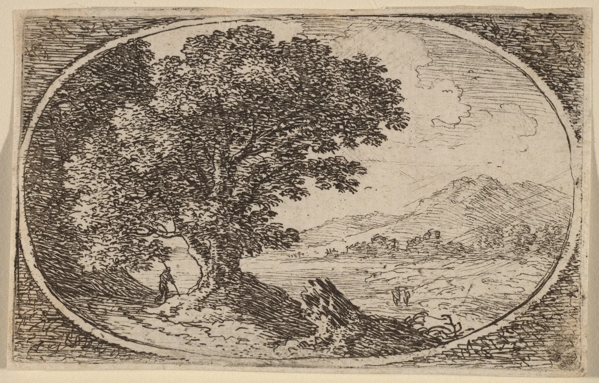 Path to Left of a Large Tree and a Stump by Herman van Swanevelt, print, 1600-1655