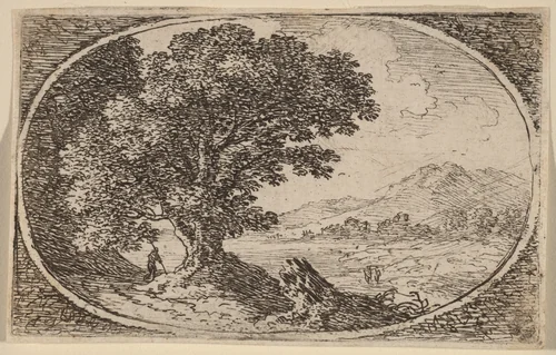 Path to Left of a Large Tree and a Stump by Herman van Swanevelt, print, 1600-1655