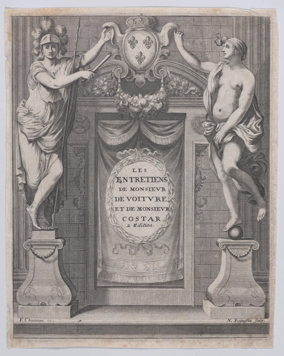 Frontispiece to Les Entretiens de Monsieur de Voiture et de Monsieur Costar by Nicolas Regnesson, print, 1649-1659