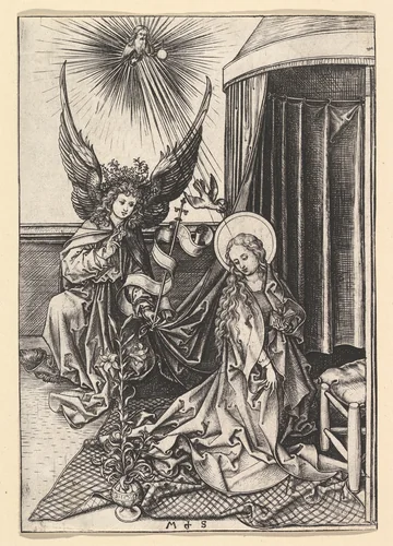 The Annunciation by Martin Schongauer, print, 1470-1485