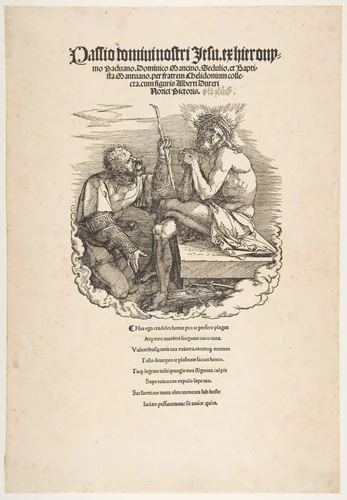 The Man of Sorrows Mocked by a Soldier, title page to "The Large Passion" by Albrecht Dürer, print, 1511