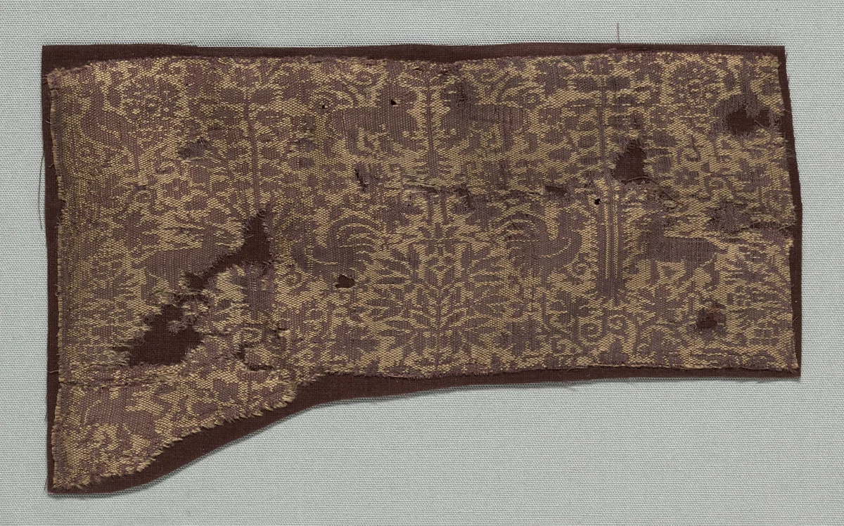 Fragment with Small-Scale Design by Unknown, textile, 1355-1395