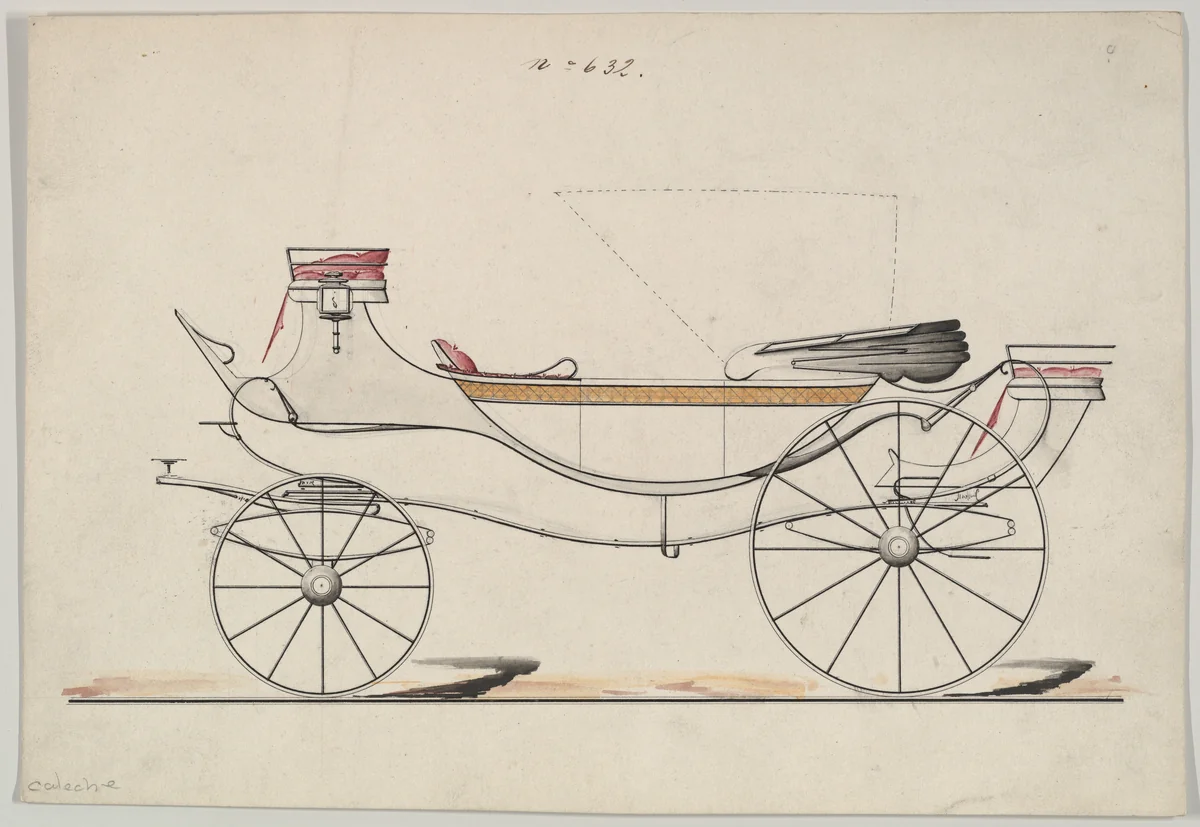 Caleche #632 by Brewster & Co., drawing, 1850-1870