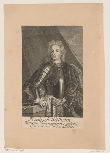Portret van Friedrich Wilhelm von Hohenzollern-Hechingen by Martin Bernigeroth, print, 1707