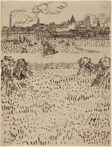 The Harvest by Vincent van Gogh, drawing, 1888