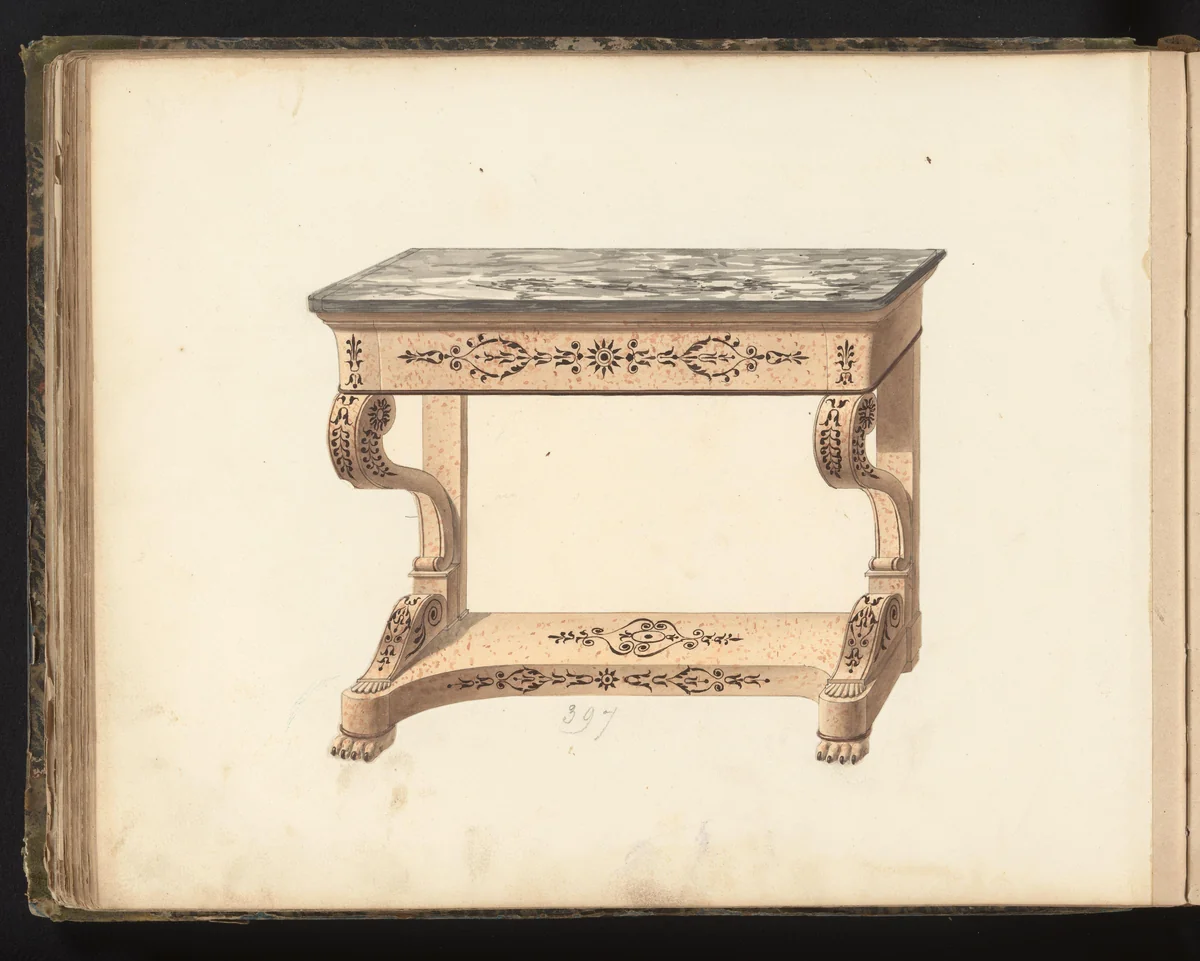 Ontwerp voor een wandtafel by anonymous, drawing, 1825-1839