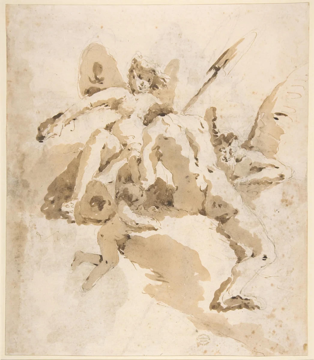 Design for a Ceiling (recto); Bearded Man Standing (verso) by Giovanni Battista Tiepolo, drawing, 1696-1770