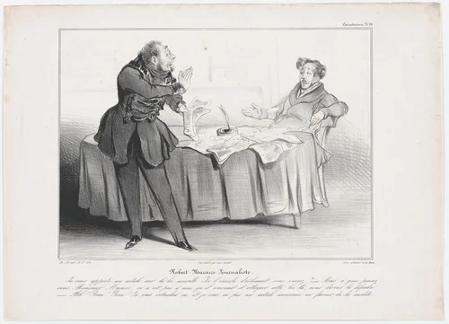 Plate 33: Robert Macaire journalist, from 'Caricaturana,' published in Les Robert Macaires by Honoré Daumier, print, 1838
