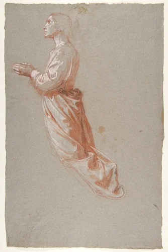 Angel (upper register; study for wall paintings in the Chapel of Saint Remi, Sainte-Clotilde, Paris, 1858) by Isidore Pils, drawing, 1825-1875