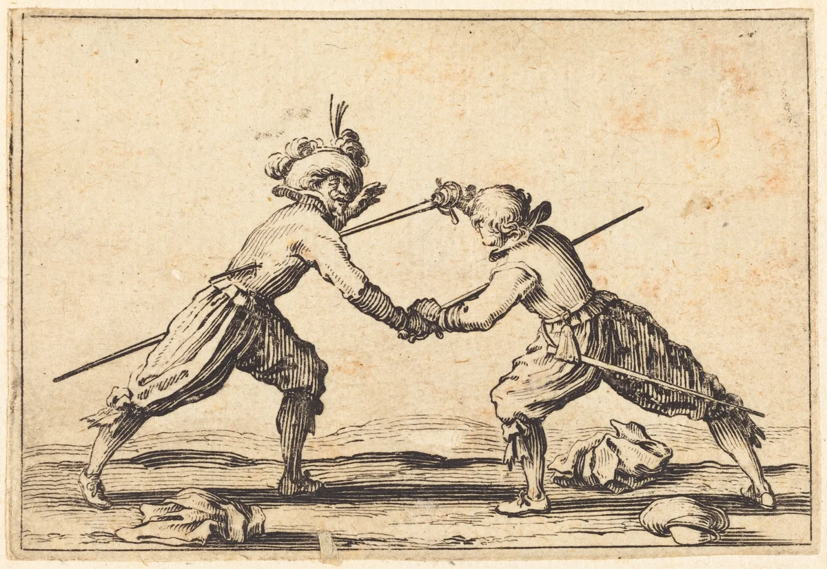 Duel with Swords by Jacques Callot, print, 1622