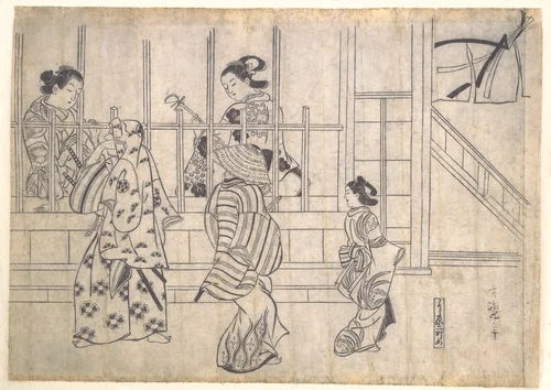 Street Scene in Yoshiwara by Hishikawa Moronobu (菱川師宣), print, 1667-1694