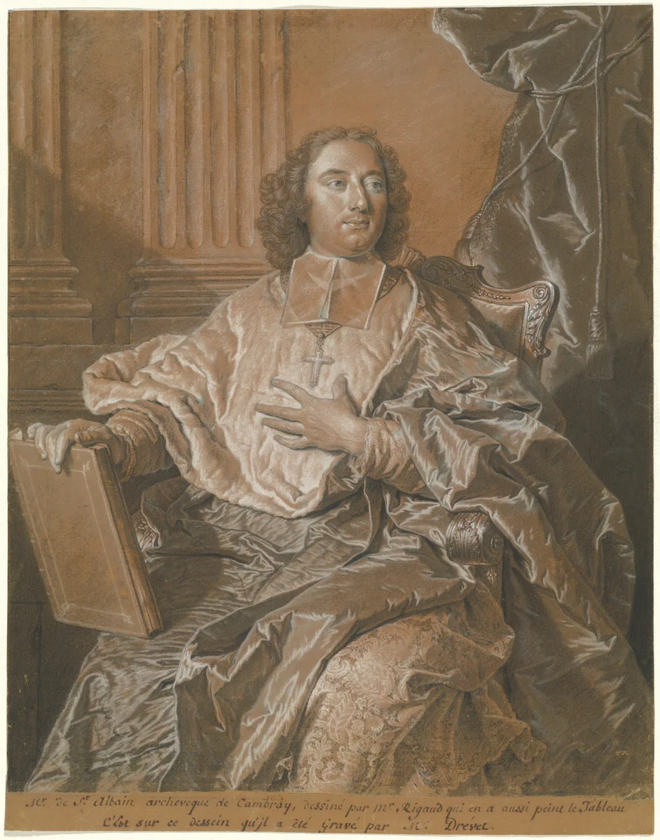 Monseigneur Charles de Saint-Albin, Archbishop of Cambrai by Hyacinthe Rigaud, drawing, 1659-1743
