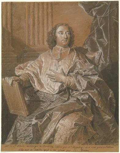 Monseigneur Charles de Saint-Albin, Archbishop of Cambrai by Hyacinthe Rigaud, drawing, 1659-1743