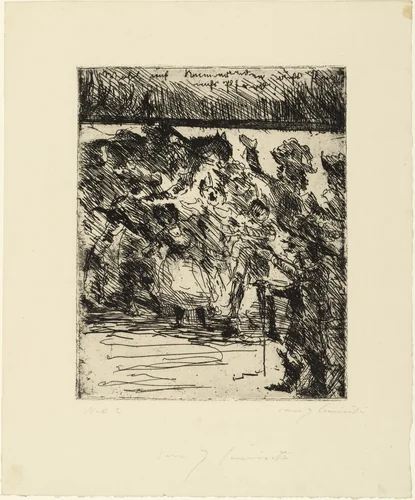 "Come On, Comrades, to Horse and to Battle, Bound for Liberty!" ("Wohl auf, Kameraden, aufs Pferd, aufs Pferd! Ins Feld, in die Freiheit gezogen!") for the illustrated book Wallensteins Lager (Wallenstein's Camp) by Lovis Corinth, print, 1922