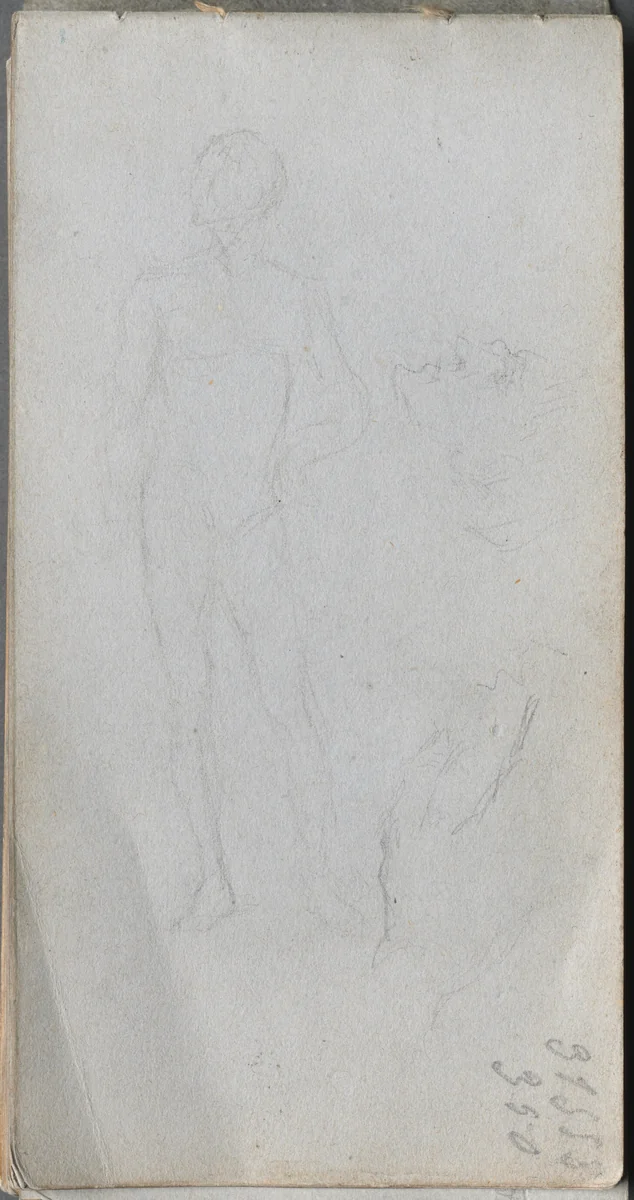 Sketchbook, page 100: Nude Figure, Profile by Ernest Meissonier, book, 1860-1869