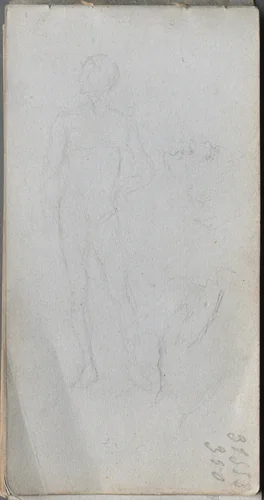 Sketchbook, page 100: Nude Figure, Profile by Ernest Meissonier, book, 1860-1869
