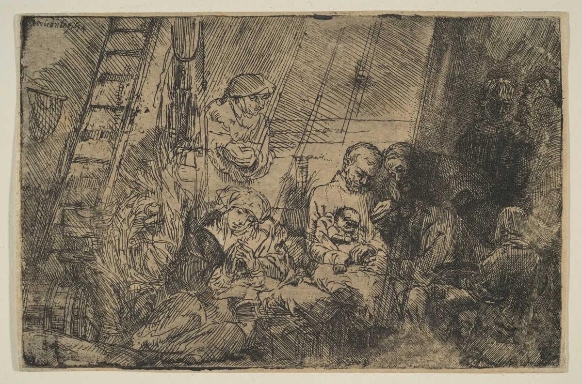 The Circumcision in the Stable by Rembrandt van Rijn, print, 1654