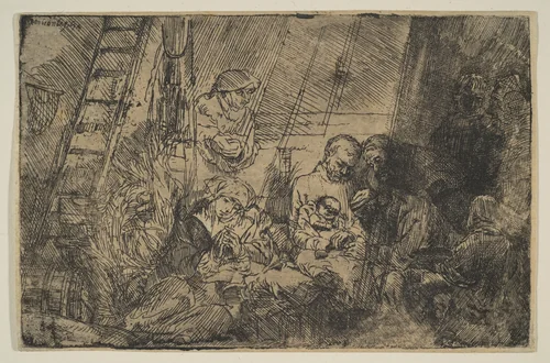 The Circumcision in the Stable by Rembrandt van Rijn, print, 1654