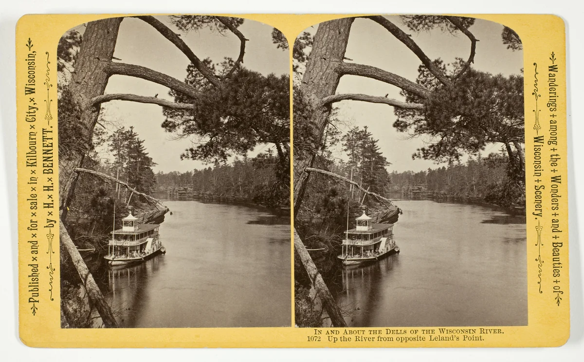 Up the River from opposite Leland's Point, No. 1072 from the series "In and About the Dells of the Wisconsin River" by Henry Hamilton Bennett, photograph, 1870-1908