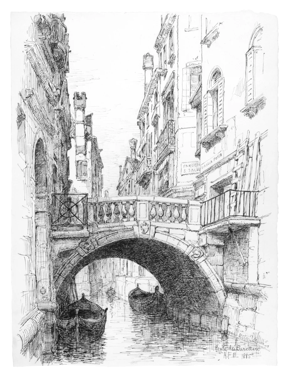 Ponte dei Baretteri by Andrew Fisher Bunner, artwork, 1885
