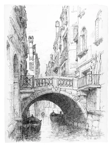 Ponte dei Baretteri by Andrew Fisher Bunner, artwork, 1885