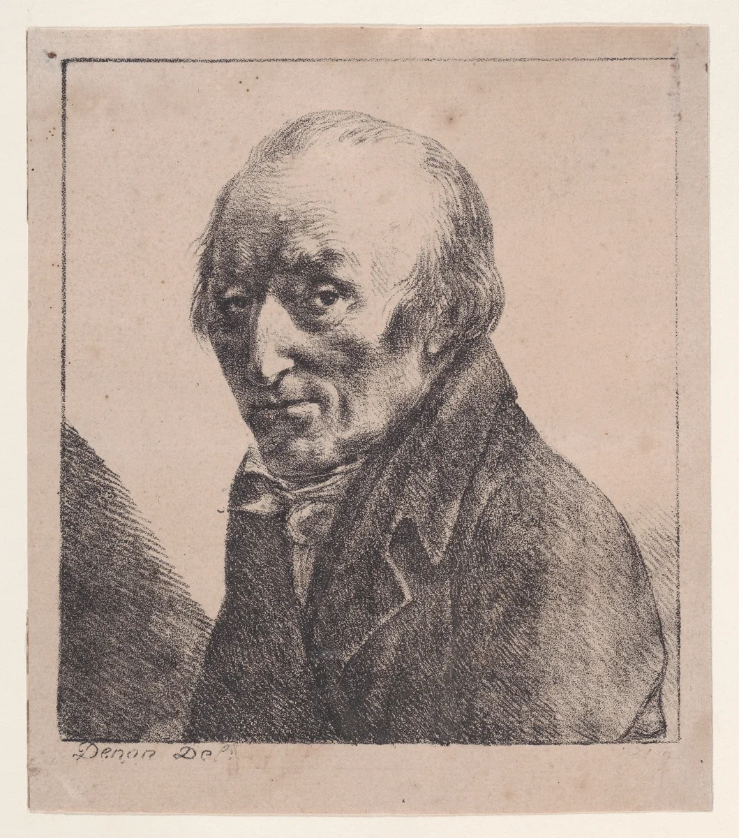 Portrait, bust of an old man by Dominique Vivant Denon, print, 1800-1820
