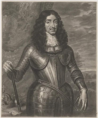 Charles II by Cornelis van Dalen I; Pieter Nason, print, 1602-1665