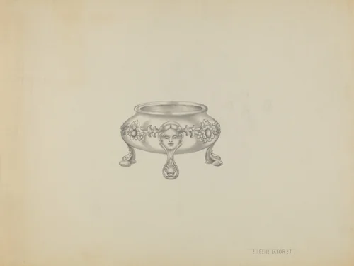 Silver Trencher Salt by Eugene La Foret, index of american design, 1936