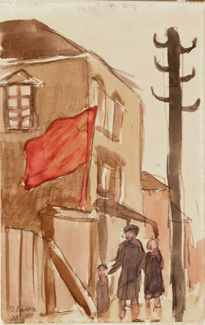 May Day, Moscow by Diego Rivera, drawing, 1928