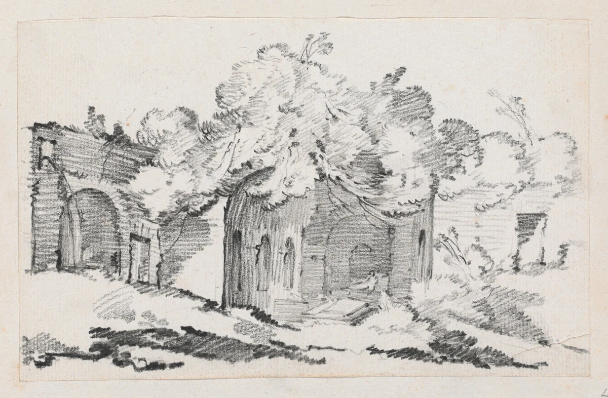 The Grotto of the Nymph Egeria by Joseph-Marie Vien, drawing, 1744-1750