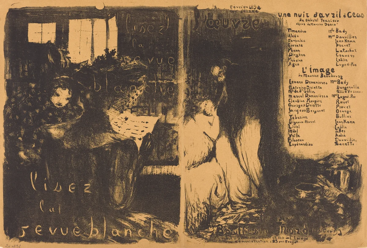 Lisez la revue blanche; Un nuit d'Avril Ceos, L'image by Edouard Vuillard, print, 1894