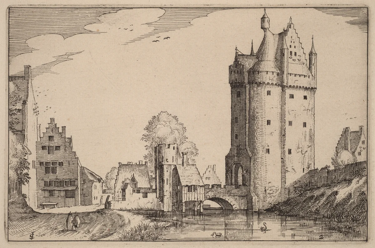 Town Gate by Claes Jansz Visscher, print, 1612