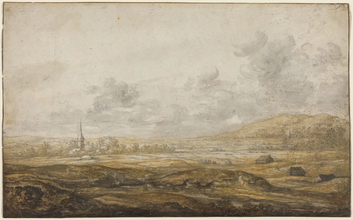 Panoramic Landscape along the Rhine by Aelbert Cuyp, drawing, 1640-1649