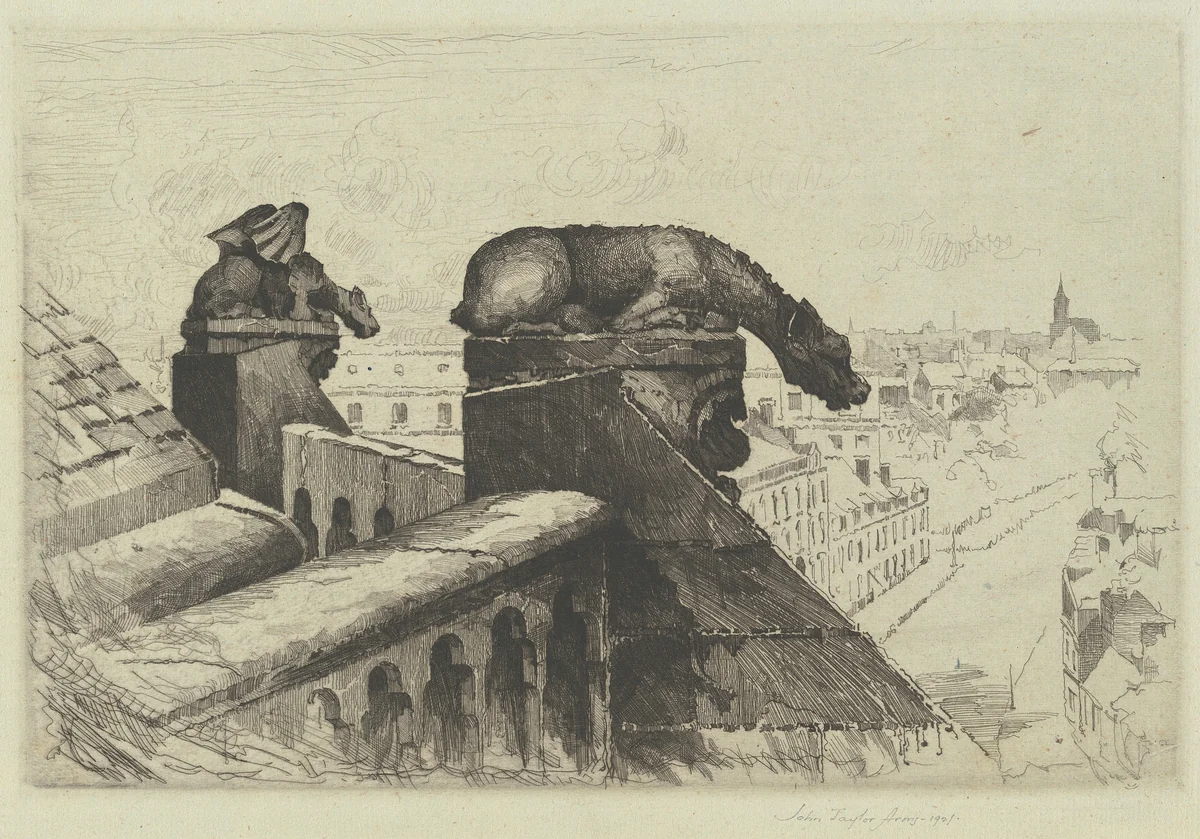 Guardians of the Spire by John Taylor Arms, print, 1921