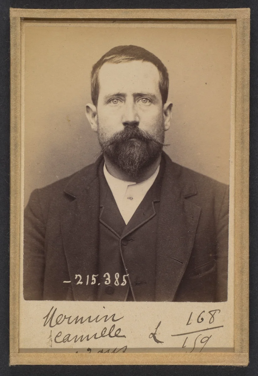 Mermin. Camille. 33 ans, né à La Havane (Cn Espagnoles). Rep. de cou. (?). Anarchiste. 9/3/94. by Alphonse Bertillon, photograph, 1894