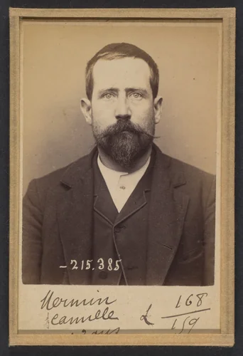 Mermin. Camille. 33 ans, né à La Havane (Cn Espagnoles). Rep. de cou. (?). Anarchiste. 9/3/94. by Alphonse Bertillon, photograph, 1894