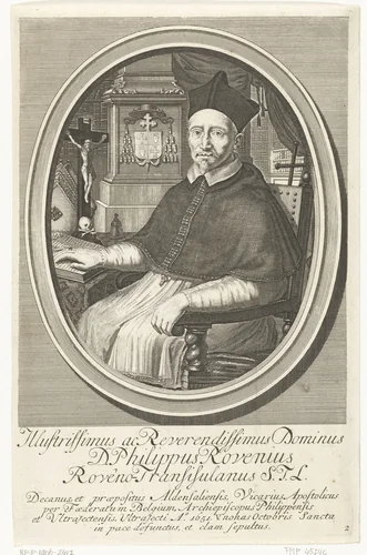 Portret van apostolisch vicaris Filips van Rouveen (Philippus Rovenius) by François van Bleyswijck, print, 1681-1726