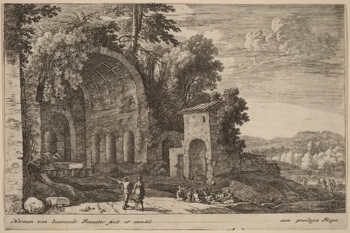 The Grotto of the Nymph Egeria by Herman van Swanevelt, print, 1600-1655