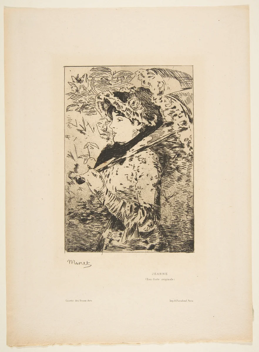 Jeanne, from "Gazette des Beaux-Arts" by Edouard Manet, print, 1882