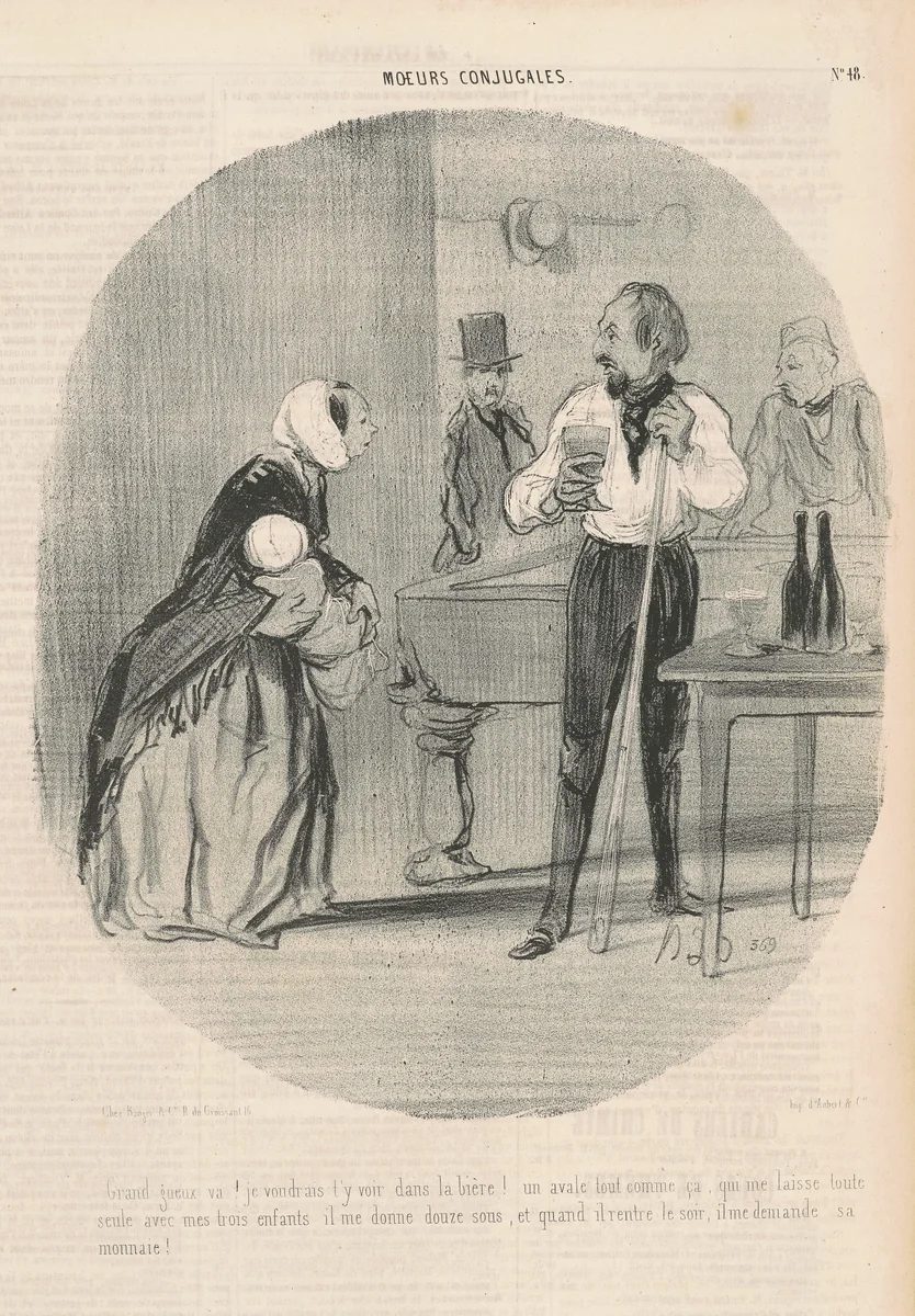 Grand Gueux va! je voudrais t'y voir by Honoré Daumier, print, 1842