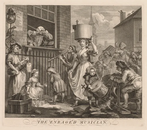 The Enraged Musician by William Hogarth, print, 1741