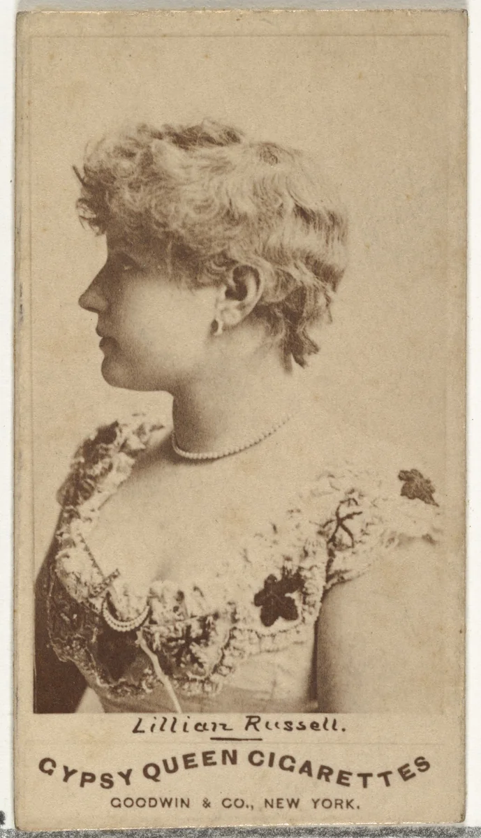 Lillian Russell, from the Actors and Actresses series (N171) for Gypsy Queen Cigarettes by Goodwin & Company, photograph, 1886-1890