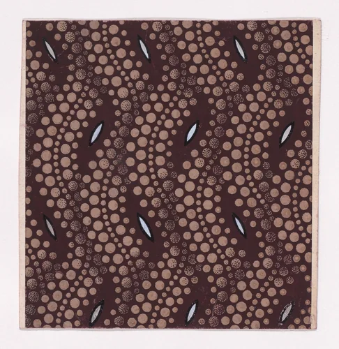 Textile Design with Overlapping Groups of Five Undulating Vertical Stripes of Pearls and Shuttle-Shaped Motifs by anonymous, drawing, 1840
