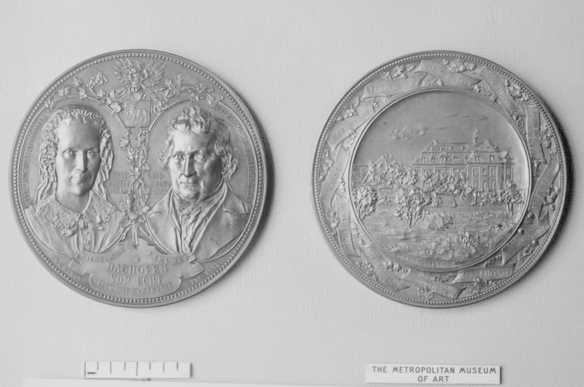 In Memory of Karl Nepomuk and Wilhelmine Bachofen von Echt, and Their Family by Anton Scharff, metalwork, 1893