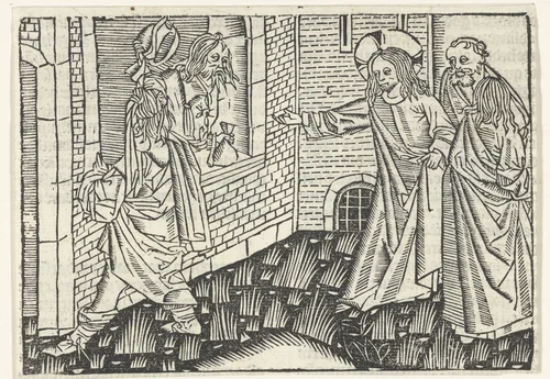 De roeping van Mattheus by Unknown, print, 1480-1500