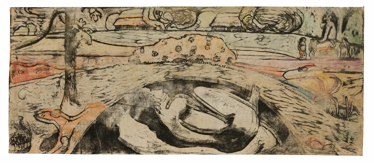 Manao tupapau (She Thinks of the Ghost or The Ghost Thinks of Her) by Paul Gauguin, print, 1894-1895