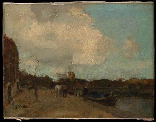 Canal Side by Jacob Maris, painting, 1857-1899