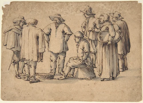 Peasants by Willem van de Velde, drawing, 1625-1693